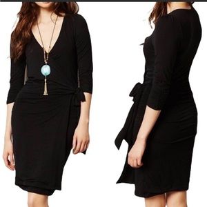 Vanessa Virginia for Anthropologie, Lena black faux wrap dress, size Sma…